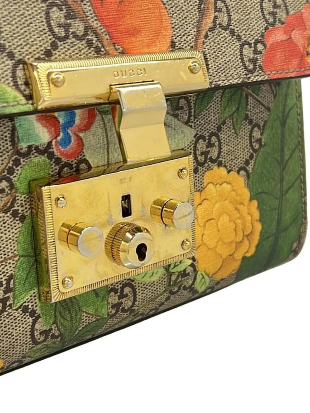 GUCCI Padlock Small,Guccitian 409487 Beige Dark Brown Multi PVC Leather - - Picture 7 of 15